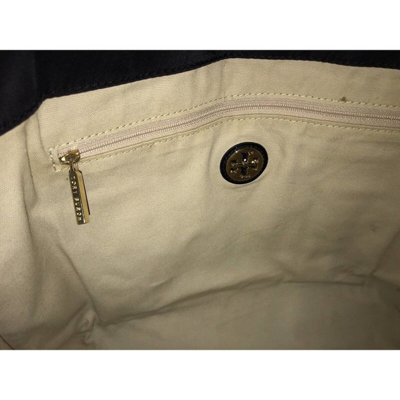 Tory Burch Tote Bag Black Patent Leather Nylon Large - Picture 15 of 16